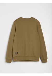 Sinsay - Bluza crewneck z napisem - khaki. Kolor: brązowy. Wzór: napisy