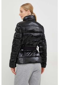 EA7 Emporio Armani kurtka damska kolor czarny zimowa. Typ kołnierza: kaptur. Kolor: czarny. Materiał: materiał. Sezon: zima #4