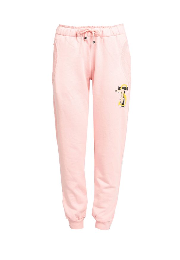 Trussardi Jeans - Trussardi Sport Spodnie | 44P00010 1T000657 | Kobieta | Różowy. Kolor: różowy. Materiał: bawełna. Wzór: nadruk. Styl: sportowy