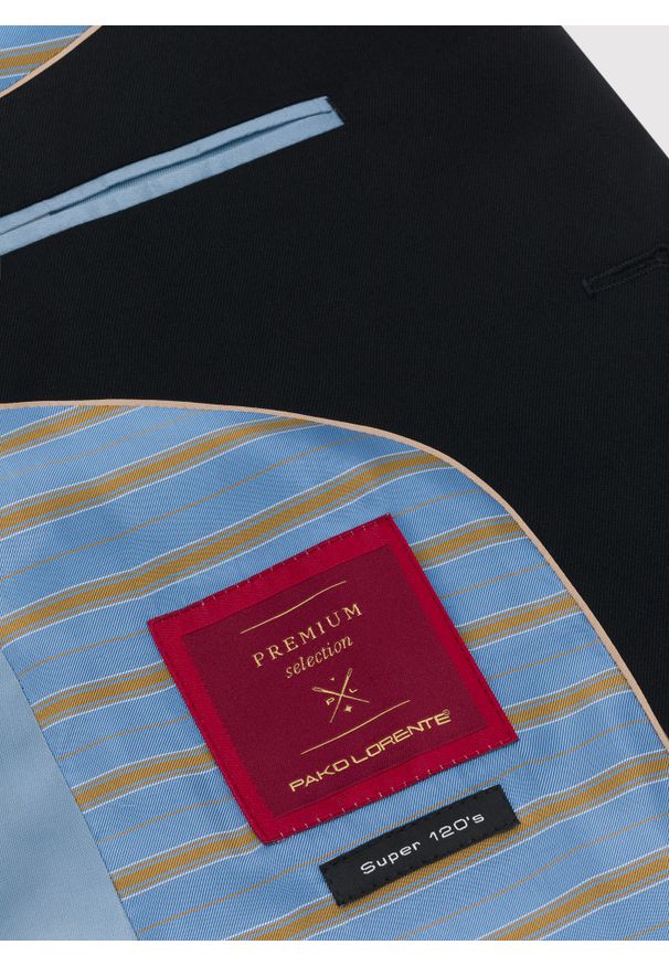 Pako Lorente - PAKO LORENTE – Czarna marynarka garniturowa P22SP-3G-026-C-S. Okazja: na ślub cywilny, na wesele. Kolor: czarny. Materiał: wełna. Styl: klasyczny