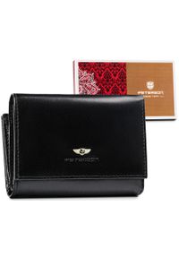 Elegancki portfel damski ze skóry naturalnej Peterson PTN 247-BO czarny. Kolor: czarny. Materiał: skóra. Wzór: gładki #1