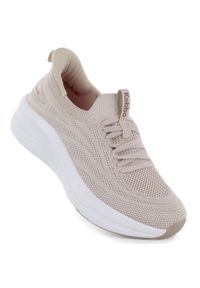 Półbuty sportowe damskie na platformie beżowe Kobbo Vinceza 102421. Okazja: na co dzień. Kolor: beżowy. Materiał: tkanina. Szerokość cholewki: normalna. Obcas: na platformie. Sport: turystyka piesza #1
