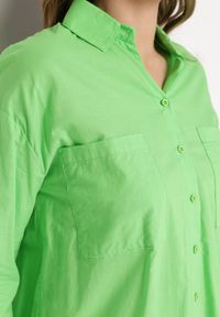 Born2be - Zielona Bawełniana Koszula Klasyczna z Kieszeniami Sasana. Okazja: na co dzień. Kolor: zielony. Materiał: bawełna. Styl: klasyczny #5