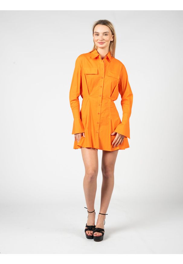 Pinko Sukienka "Austero" | 100885 Y6VW | Kobieta | Pomarańczowy. Kolor: pomarańczowy. Materiał: bawełna. Typ sukienki: wyszczuplające, koszulowe. Styl: elegancki. Długość: mini