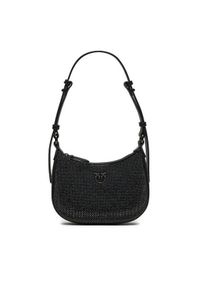 Pinko - PINKO Torba PINKO BORSA HALF MOON BABY FULL STRASS BLOCK COLOR + PELLE - 103538-A21O Czarny. Kolor: czarny. Materiał: poliester, materiał