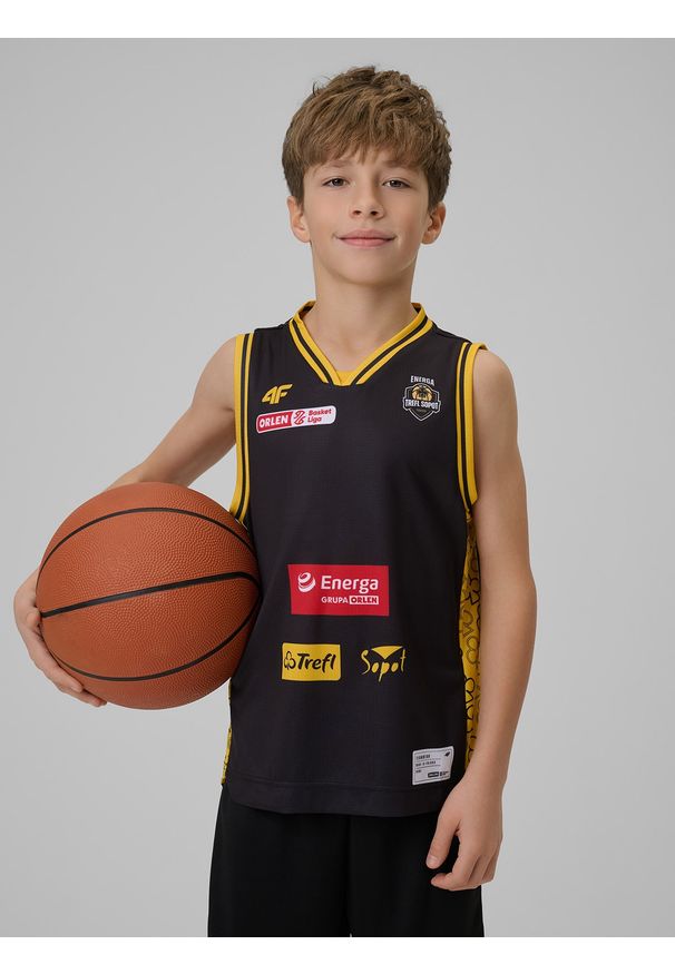 4f - 4F Koszulka meczowa replika wyjazdowa z sezonu 2025/26 dziecięca 4F x Trefl Sopot - czarna 110/116. Kolor: czarny. Materiał: materiał. Wzór: nadruk. Sezon: lato. Sport: fitness
