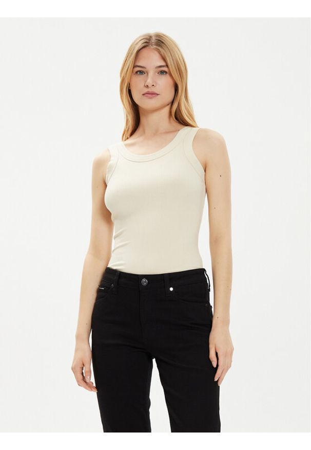 Calvin Klein Top K20K207190 Beżowy Slim Fit. Kolor: beżowy