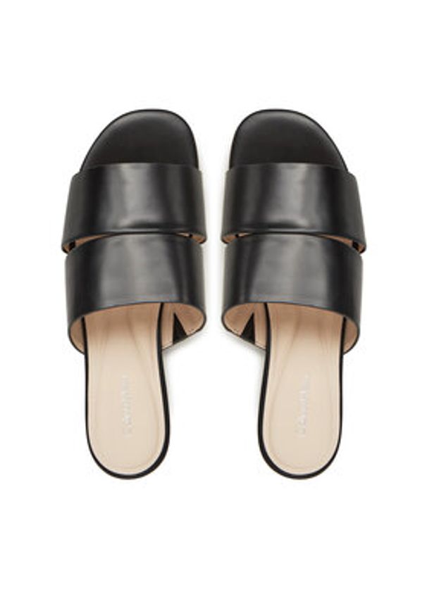 Calvin Klein Klapki Flat Slide - Lth 2 Straps HW0HW02365 Czarny. Kolor: czarny. Materiał: skóra