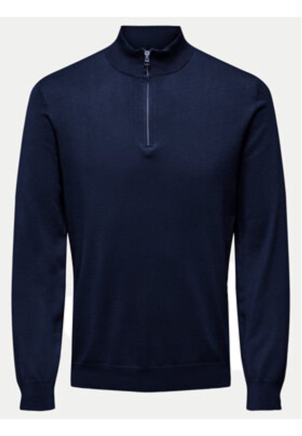 Only & Sons Sweter Wyler 22021264 Granatowy Regular Fit. Kolor: niebieski. Materiał: wiskoza