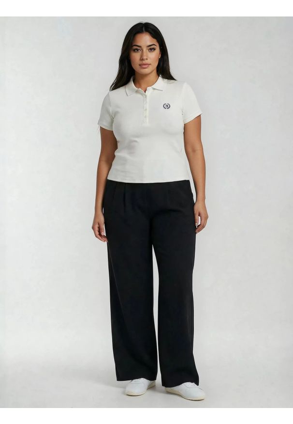 Big-Star - Spodnie damskie wide z dodatkiem wiskozy czarne Alisa 906. Okazja: do pracy. Stan: podwyższony. Kolor: czarny. Materiał: wiskoza. Styl: elegancki, klasyczny