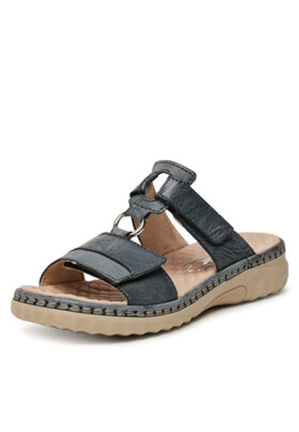 Rieker Klapki 60428-14 Niebieski. Kolor: niebieski. Materiał: skóra