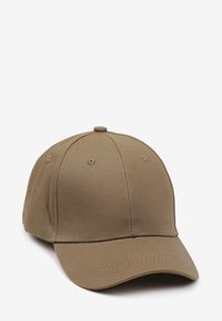 Born2be - Zielona Bawełniana Czapka z Daszkiem z Regulowanym Zapięciem Tilzeri. Kolor: beżowy. Materiał: bawełna. Styl: casual