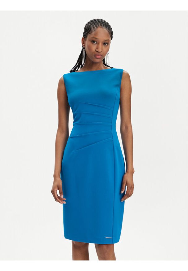 Calvin Klein Sukienka koktajlowa K20K207073 Niebieski Slim Fit. Kolor: niebieski. Materiał: syntetyk. Styl: wizytowy