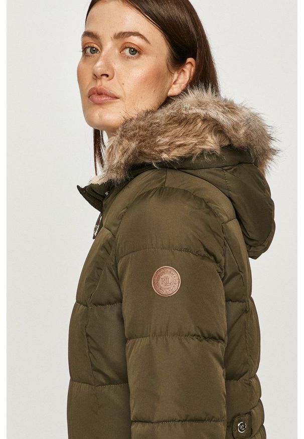 Lauren Ralph Lauren - Kurtka puchowa. Okazja: na co dzień. Kolor: zielony. Materiał: puch. Styl: casual