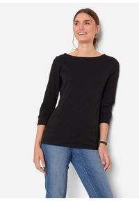 bonprix - Bluzka z długim rękawem z czystej bawełny organicznej. Kolor: czarny. Materiał: bawełna. Długość rękawa: długi rękaw. Długość: długie #1
