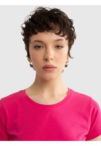 Big-Star - Koszulka damska z bawełny supima różowa Supiclassica 602. Okazja: na co dzień. Kolor: różowy. Materiał: bawełna. Wzór: aplikacja. Styl: casual, elegancki, sportowy #2