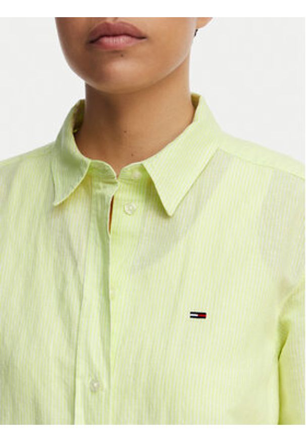 Tommy Jeans Koszula DW0DW22209 Zielony jasny Relaxed Fit. Kolor: zielony. Materiał: len