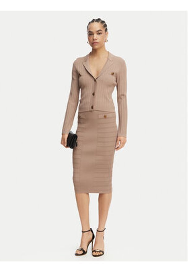 Guess Kardigan W5YR11 Z0130 Beżowy Regular Fit. Kolor: beżowy. Materiał: wiskoza