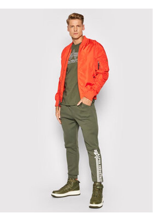 Alpha Industries T-Shirt Basic 118505 Zielony Regular Fit. Kolor: zielony. Materiał: bawełna