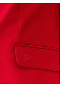 Karl Lagerfeld - KARL LAGERFELD Marynarka 230W1402 Czerwony Regular Fit. Typ kołnierza: dekolt w karo. Kolor: czerwony. Materiał: syntetyk, wiskoza