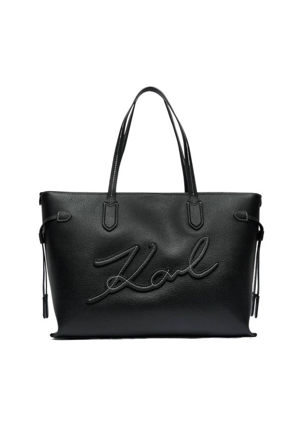 Karl Lagerfeld - KARL LAGERFELD Czarna shopperka Klxav Mirum Tote. Kolor: czarny. Materiał: skórzane