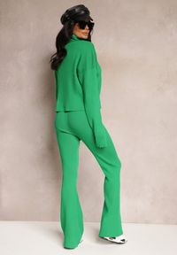 Renee - Zielony Wiskozowy Komplet Sweter z Golfem i Spodnie z Prostymi Nogawkami i Gumką w Pasie Geddora. Kolor: zielony. Materiał: wiskoza #5