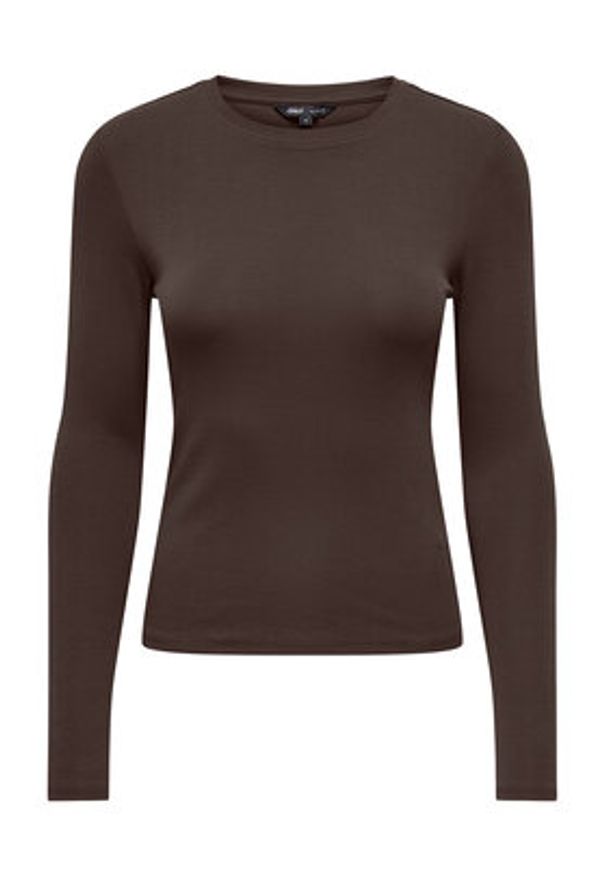 only - ONLY Bluzka Riley 15323159 Brązowy Slim Fit. Kolor: brązowy. Materiał: bawełna