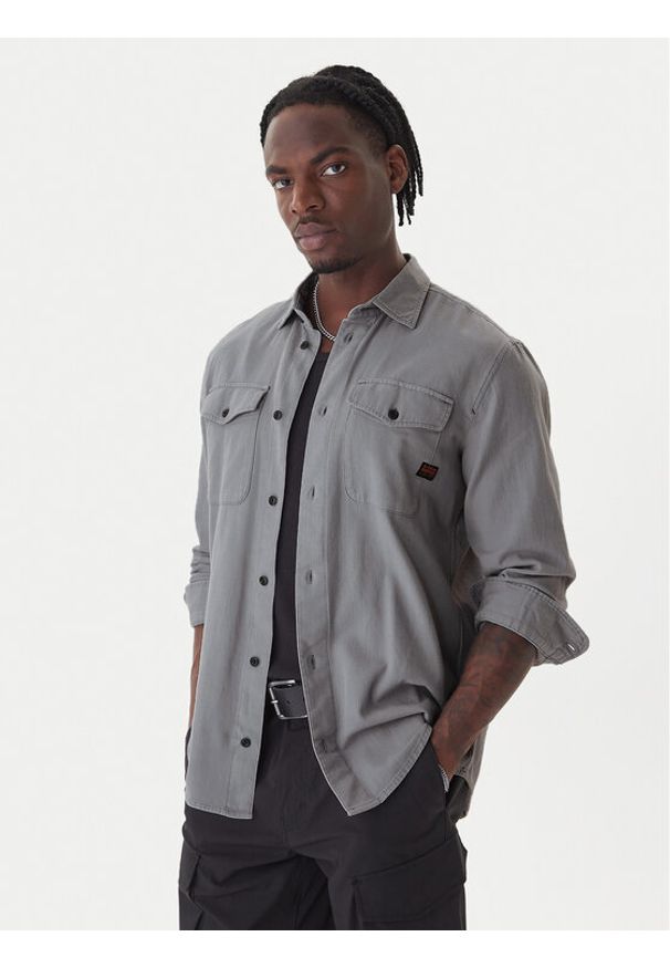 G-Star RAW - G-Star Raw Koszula Marine D24963-D454 Szary ciemny Slim Fit. Kolor: szary. Materiał: bawełna. Styl: marine