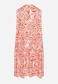 Born2be - Czerwona Bawełniana Rozkloszowana Sukienka z Geometrycznym Wzorem Annivaria. Okazja: na co dzień. Typ kołnierza: dekolt w kształcie V. Kolor: czerwony. Materiał: bawełna. Wzór: geometria. Typ sukienki: rozkloszowane. Styl: klasyczny, casual, elegancki #7