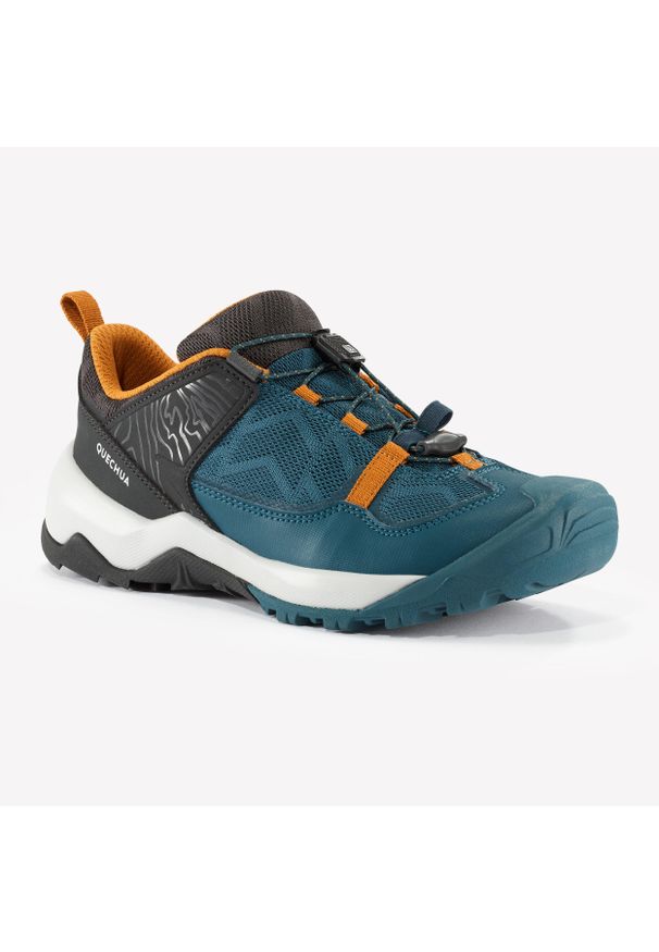 quechua - Buty turystyczne dla dzieci Quechua Crossrock. Kolor: wielokolorowy, zielony, brązowy, niebieski, szary. Materiał: kauczuk. Szerokość cholewki: normalna. Sport: wspinaczka