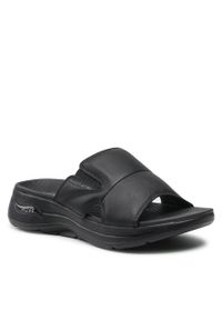 skechers - Klapki Skechers Go Walk Arch Fit Sandal 229023/BBK Black. Kolor: czarny. Materiał: skóra