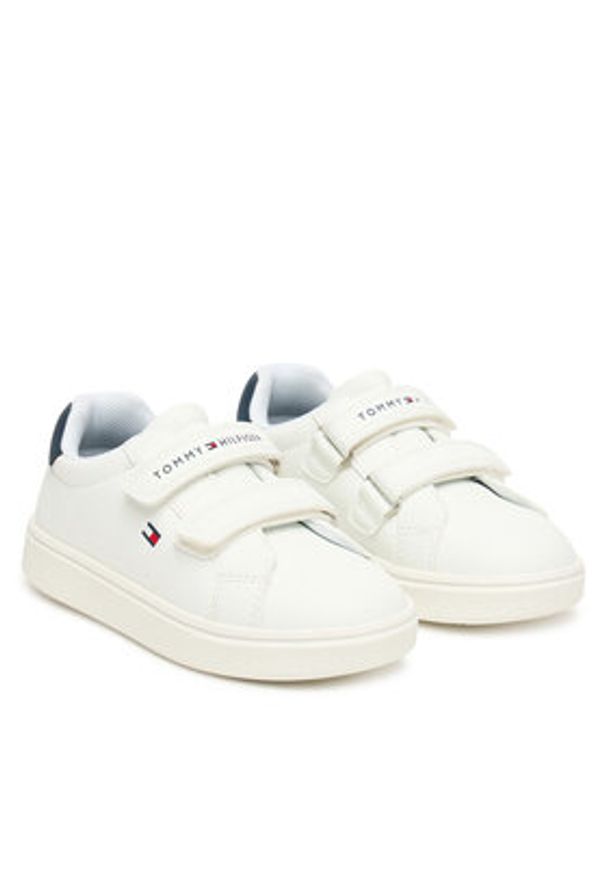 TOMMY HILFIGER - Tommy Hilfiger Sneakersy Low Cut Velcro T1X9-34338-1355 M Biały. Kolor: biały. Materiał: skóra