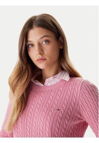Tommy Jeans Sweter Cable Essential DW0DW22165 Różowy Regular Fit. Kolor: różowy. Materiał: bawełna #4
