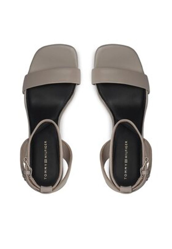 TOMMY HILFIGER - Tommy Hilfiger Sandały Sporty Leather High Heel Sandal FW0FW07795 Beżowy. Kolor: beżowy. Materiał: skóra. Styl: sportowy