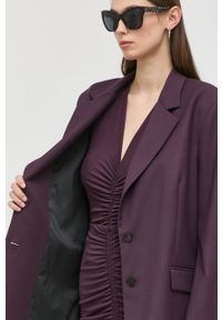 Patrizia Pepe marynarka kolor fioletowy jednorzędowa gładka. Okazja: na co dzień. Kolor: fioletowy. Materiał: materiał. Wzór: gładki. Styl: casual, klasyczny #9