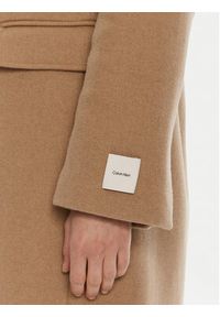 Calvin Klein Płaszcz wełniany LV044D558G Brązowy Slim Fit. Kolor: brązowy. Materiał: wełna #4