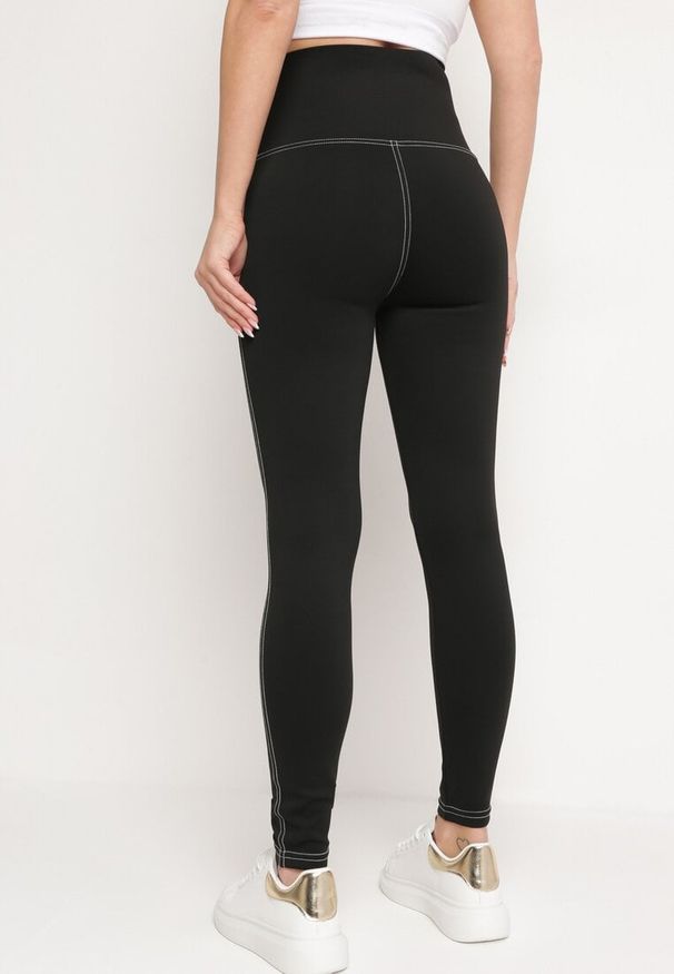 Born2be - Czarne Legginsy z Wysokim Stanem Stylizowane na Jeansy Elayn. Okazja: na co dzień. Stan: podwyższony. Kolor: czarny. Materiał: jeans. Styl: elegancki, klasyczny, casual