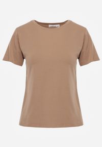 Renee - Brązowy Casualowy Bawełniany T-shirt Rivali. Okazja: na co dzień. Kolor: brązowy. Materiał: bawełna. Styl: casual #2