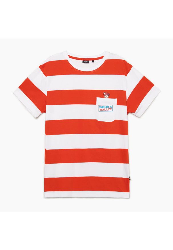 Cropp - Koszulka w paski Where's Wally? - Biały. Kolor: biały. Wzór: paski