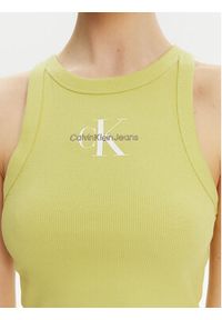Calvin Klein Jeans Top Monologo J20J225301 Żółty Slim Fit. Kolor: żółty. Materiał: bawełna #5