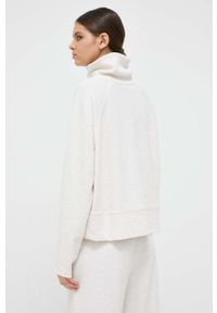DKNY - Dkny bluza damska kolor beżowy gładka. Kolor: beżowy. Materiał: dzianina. Długość rękawa: raglanowy rękaw. Wzór: gładki #5