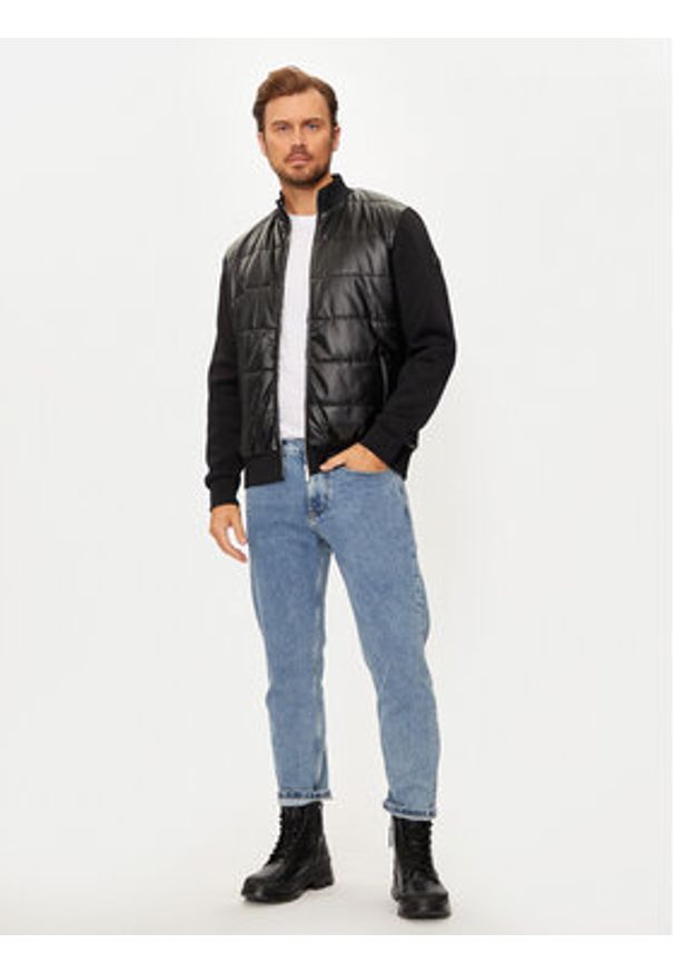 Karl Lagerfeld - KARL LAGERFELD Kurtka bomber 505065 544565 Czarny Regular Fit. Typ kołnierza: dekolt w karo. Kolor: czarny. Materiał: syntetyk
