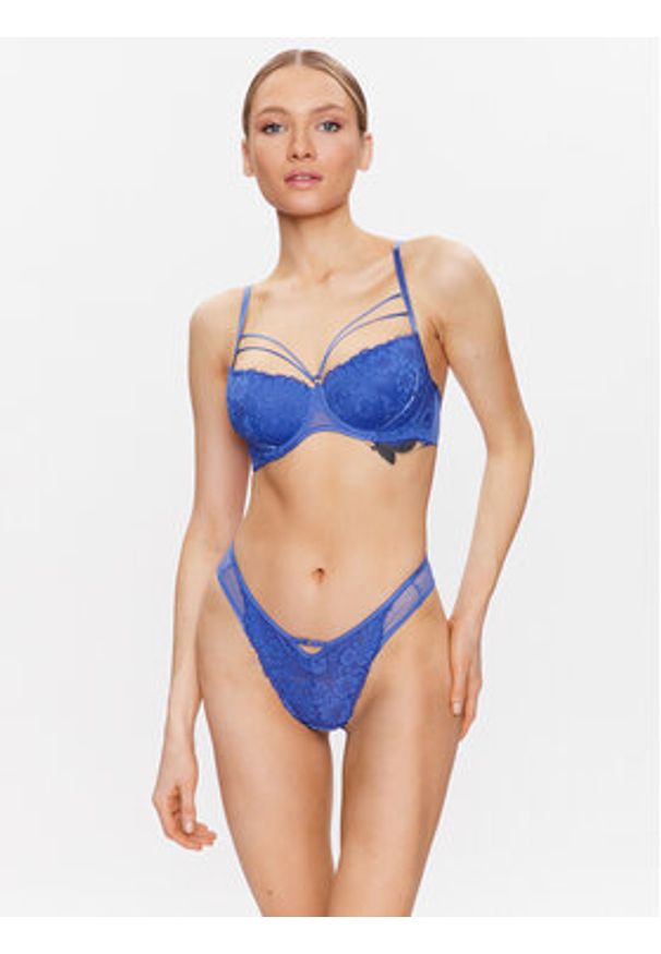 Hunkemöller Biustonosz z fiszbiną Lidia 201168 Niebieski. Kolor: niebieski. Materiał: syntetyk