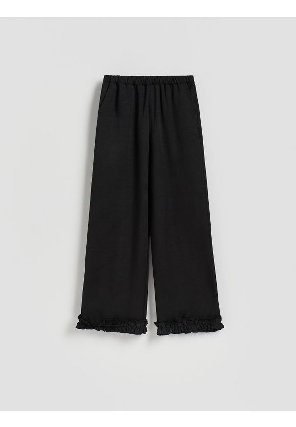 Reserved - Spodnie z wiskozy - czarny. Kolor: czarny. Materiał: wiskoza