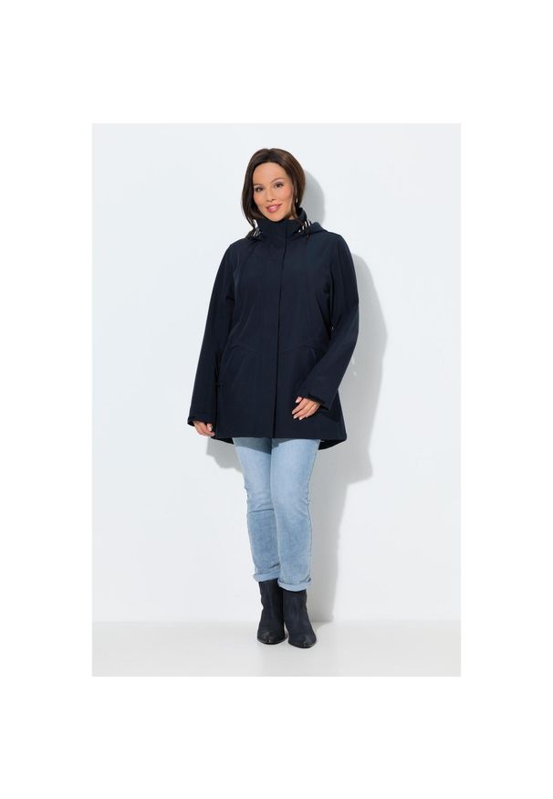 ULLA POPKEN - Damskie Kurtka softshell HYPRAR wodoodporna trapezowy krój kaptur. Kolekcja: plus size. Kolor: niebieski. Materiał: poliester, elastan, materiał. Sport: turystyka piesza