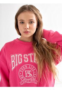 Big-Star - Bluza dziewczęca bawełniana z haftem na piersi różowa Georgina 601/ Longencja 601. Kolor: różowy. Materiał: bawełna. Wzór: haft #4