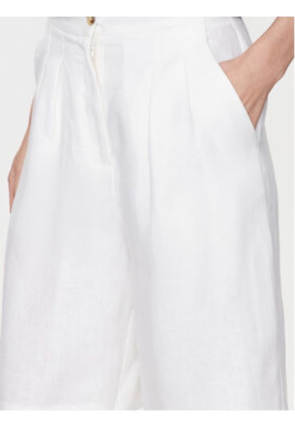 ViCOLO Szorty materiałowe TB0788 Biały Relaxed Fit. Kolor: biały. Materiał: len