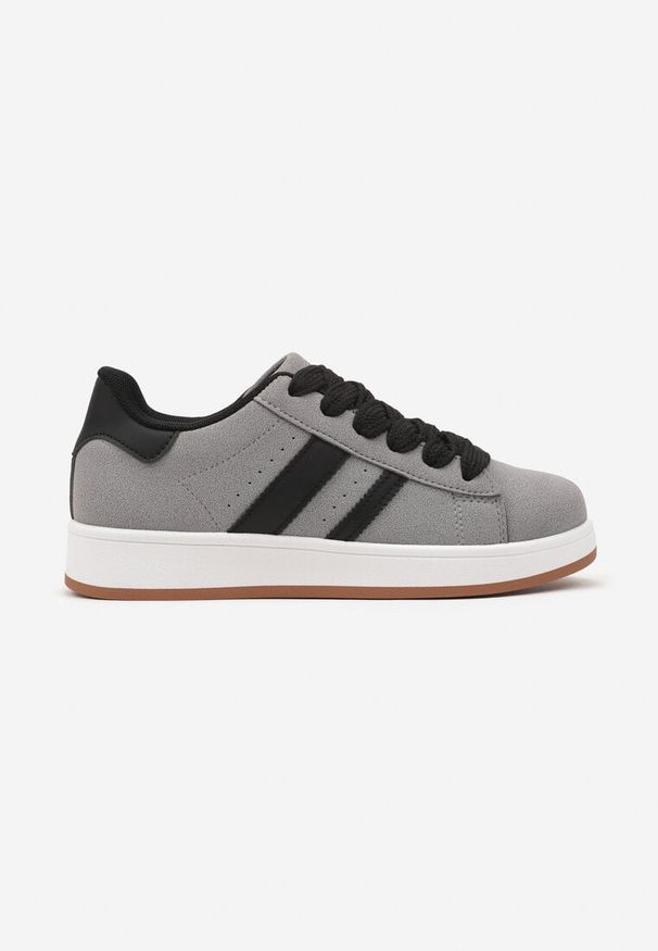 Born2be - Szare Sneakersy z Ozdobnymi Naszywkami z Boku Galdexis. Okazja: na co dzień. Kolor: szary. Materiał: jeans. Wzór: aplikacja