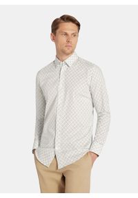 Pako Lorente - PAKO LORENTE - Biała koszula mikrowzór. Kolor: biały. Materiał: bawełna, elastan. Długość rękawa: długi rękaw. Długość: długie. Sezon: jesień #1