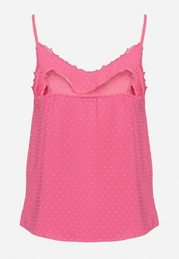 Born2be - Fuksjowy Top na Ramiączkach z Koronką Cesha. Kolor: różowy. Materiał: koronka. Długość rękawa: na ramiączkach. Wzór: koronka